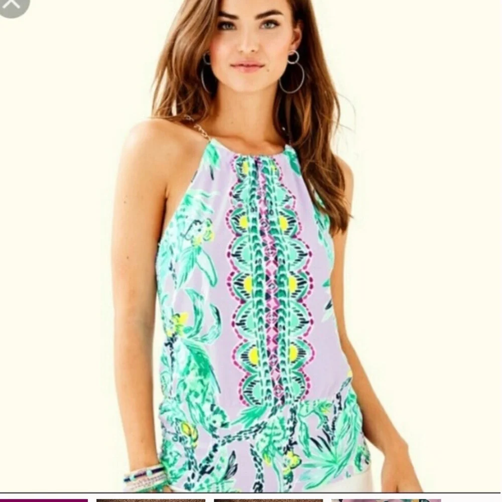 NWT Lilly Pulitzer Bowen halter top in Light Lilac Verbena M $78 - Picture 1 of 12